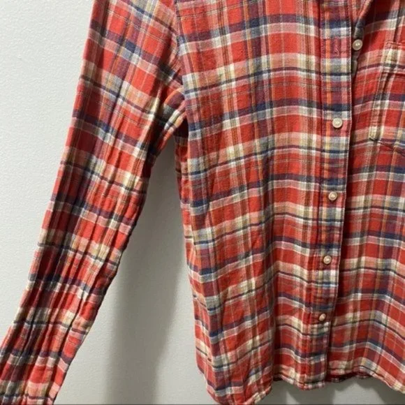 Madewell Red Suntour Plaid Button Down Boyshirt Top - Picture 5 of 9